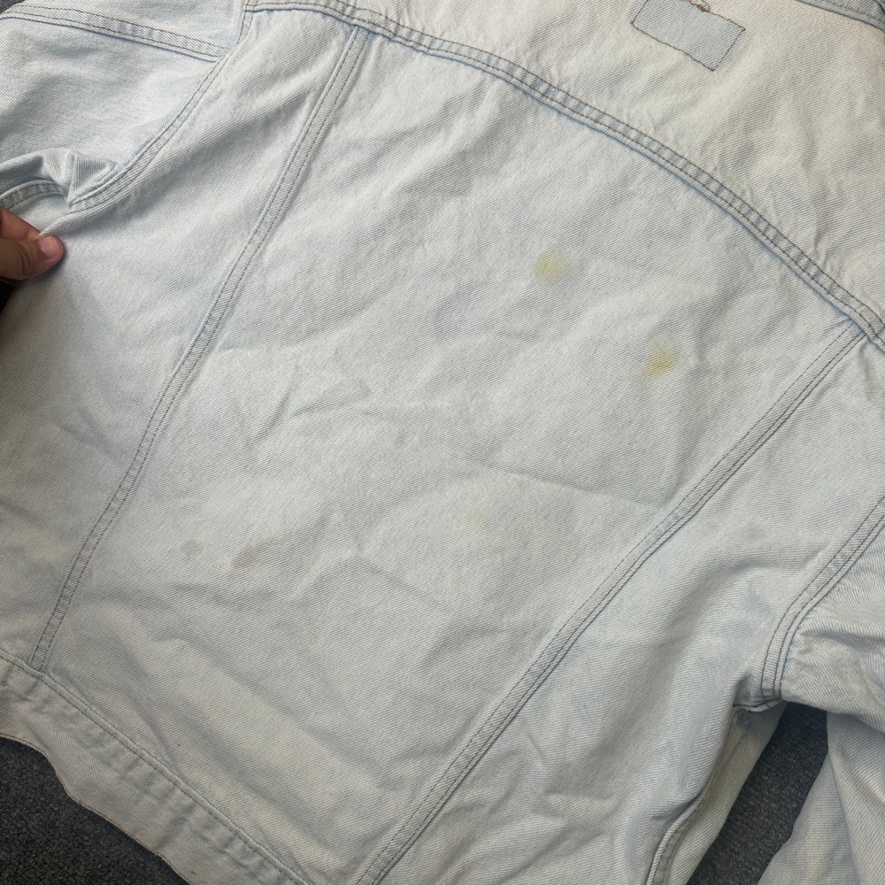 Vintage Levi's Denim Jacket Mens XL Light Wash Corduroy Collar 80s Trucker USA - Picture 10 of 14